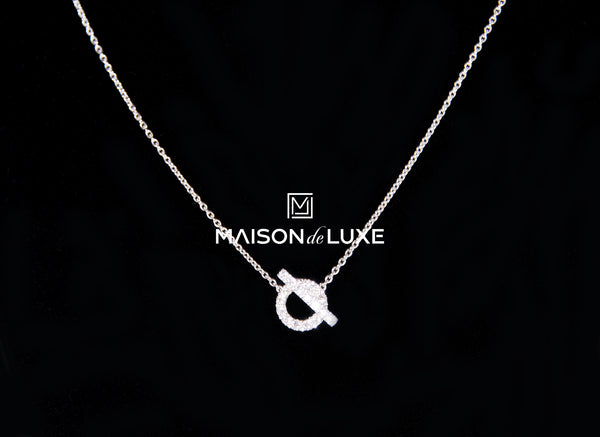 Hermes White Gold Diamond Finesse Pendant Necklace MAISON de LUXE