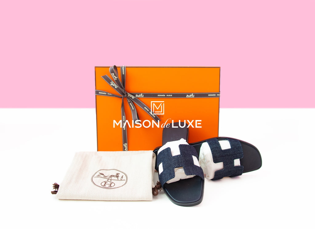 Hermes Women's Denim Blue Brut Oran Sandal 36