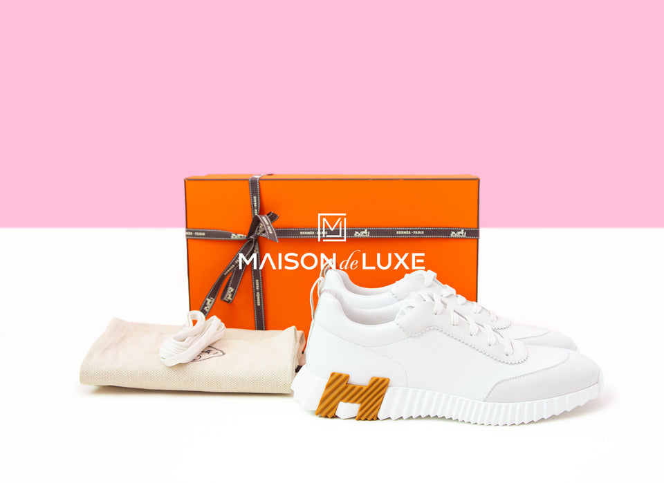 Hermes Men's White Bouncing 43 Sneaker