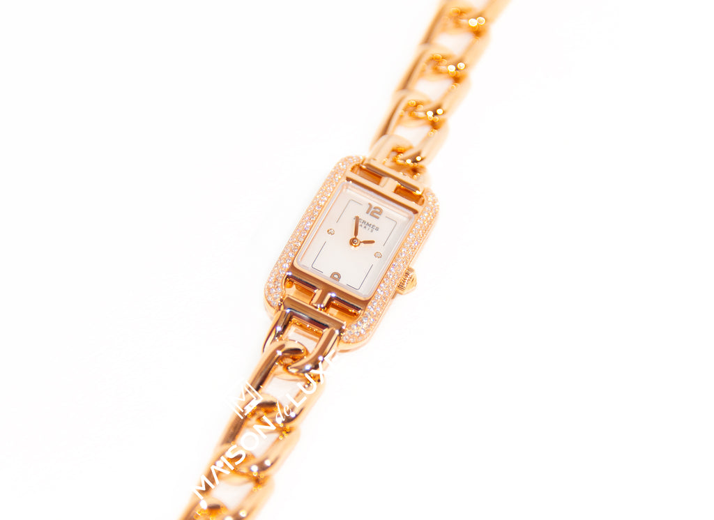 Hermes Nantucket Diamond Watch Rose Gold 29mm