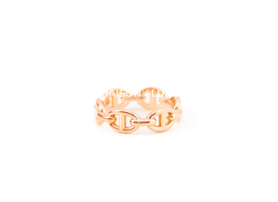 Hermes Rose Gold Chaine d'ancre Enchainee Ring 52