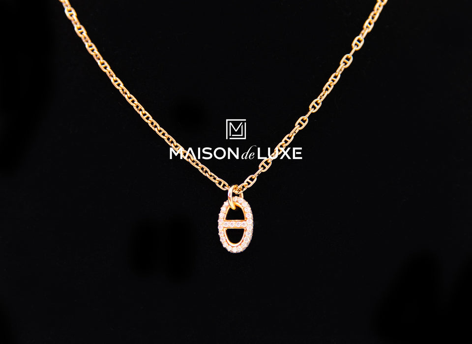 Hermes Rose Gold Diamond New Farandole Necklace
