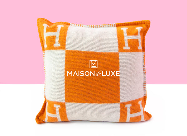 Hermes Potiron Orange Cashmere Avalon Cushion Pillow – MAISON de LUXE