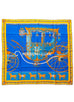 Hermes "Coupe de Gala" Blue Wash Twill Silk 90 cm Scarf