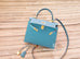 Hermes Kelly Sellier 25 Blue Jean Gold Hardware