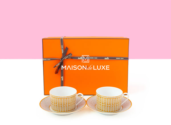 マグカップ・ティーカップ Hermes Mosaique au 24 gold tea cup and saucer Mosaique au 24 gold tea set | Hermès USA