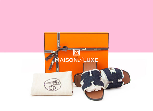 【フリンジがポイント♪】HERMES★Oran ミュール デニム フリンジがポイント♪】HERMES☆Oran ミュール デニム (HERMES