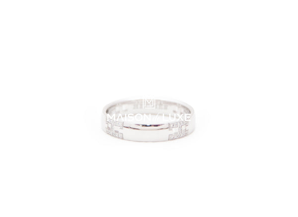 Hermes 18K White Gold Diamond Ever Herakles Ring 52 Wedding Band