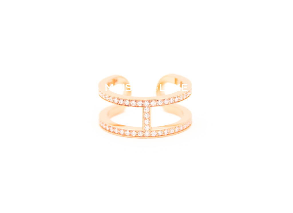 Hermes Rose Gold Ever Chaine d'ancre MM Ring 52