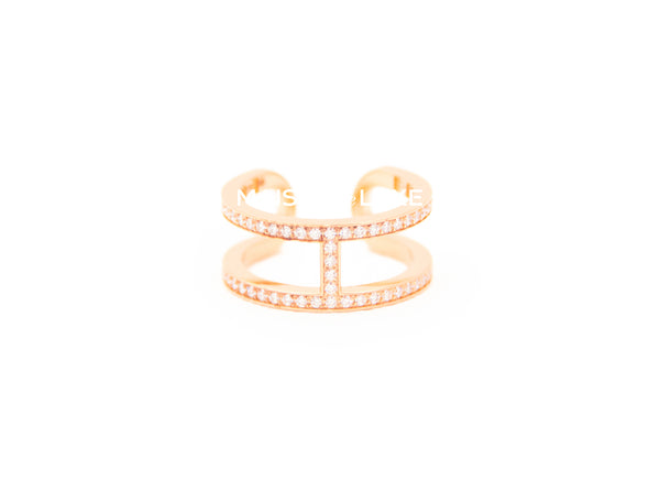 Hermes Rose Gold Diamond Ever Chaine d'ancre MM Ring 52