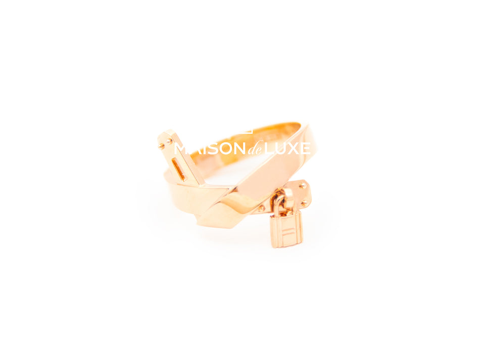 Hermes Rose Gold Kelly Gavroche Ring 54