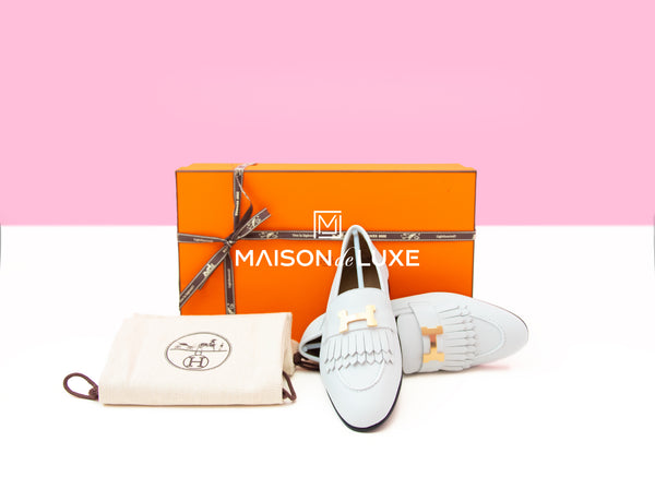 Hermes Womens White Royal Loafer 37 Shoes – MAISON de LUXE