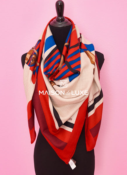 Châle 140 cashmere scarf Hermès Red in Cashmere - 37441885