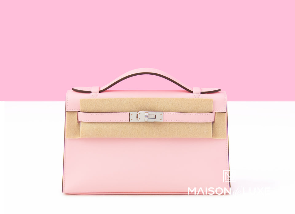 Hermes Mini Kelly Pochette Rose Sakura / Gris Pale HSS