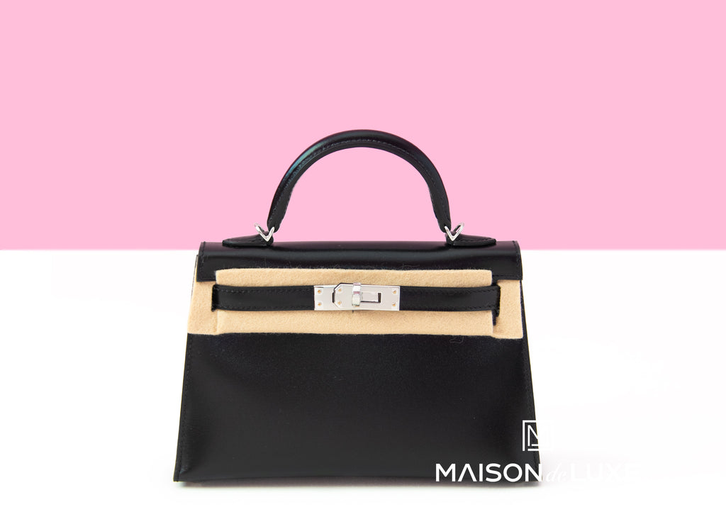 Hermes Mini Kelly II 20 Black Box Palladium Hardware