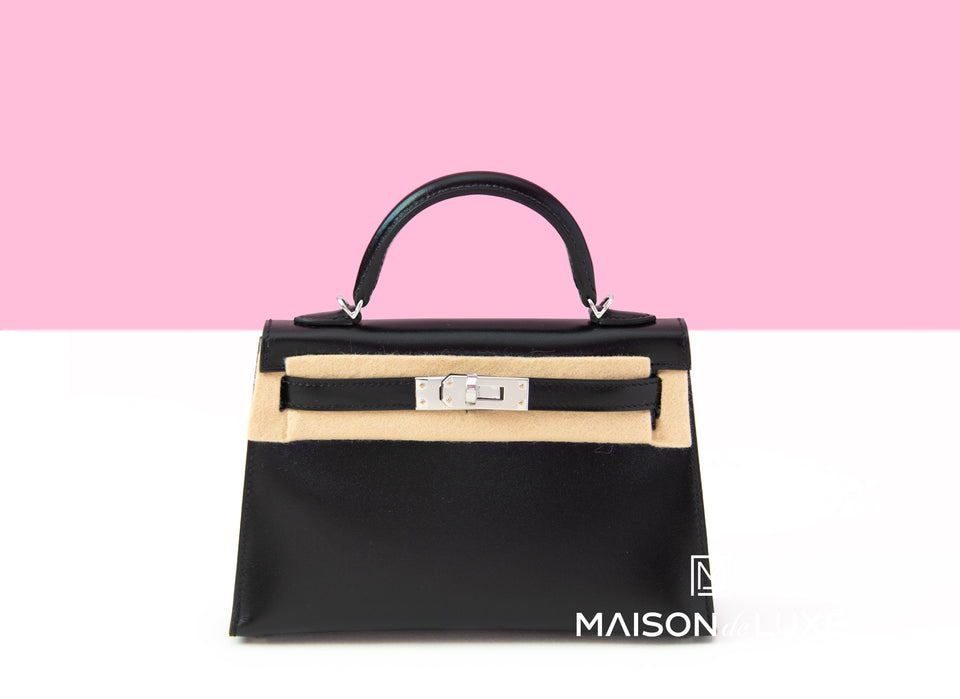 Hermes Mini Kelly II 20 Black Box Palladium Hardware