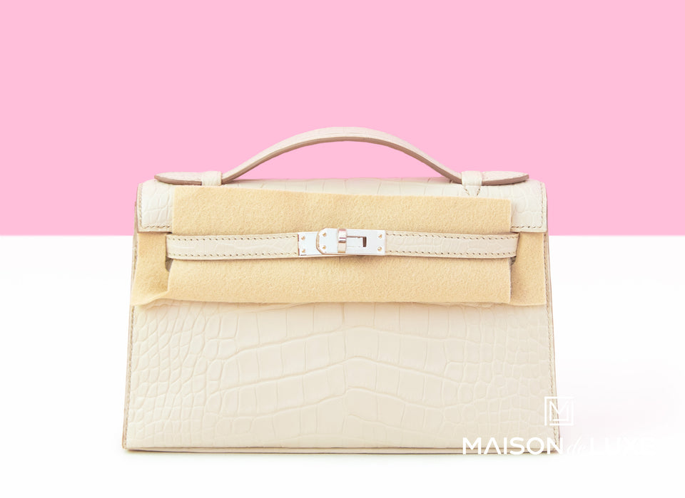 Hermes Mini Kelly Pochette Beton Matte Alligator