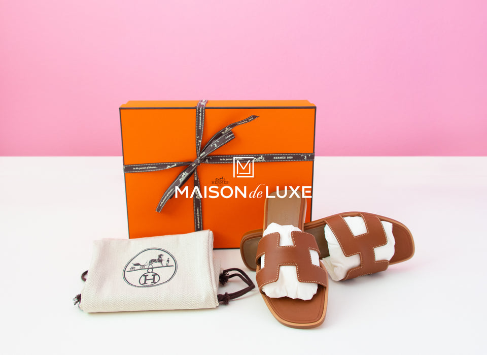 Hermes Women's Gold Oran Sandal Slipper 38 Shoes