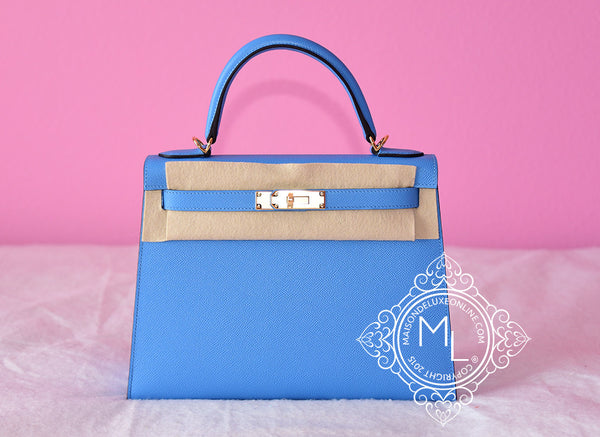 Hermes Kelly 25 Bleu Celeste GHW - The Luxury Flavor