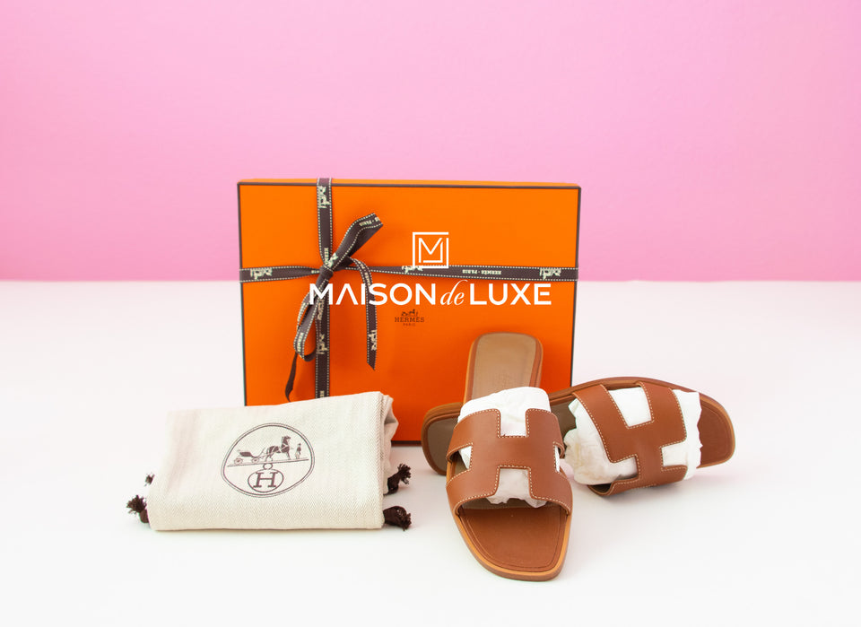 Hermes Women's Gold Oran Sandal Slipper 39 Shoes