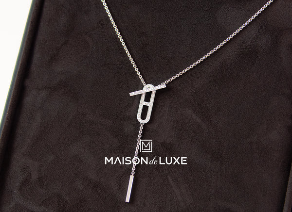 Hermes White Gold Diamond Ever Chain d'Ancre Necklace Pendant 