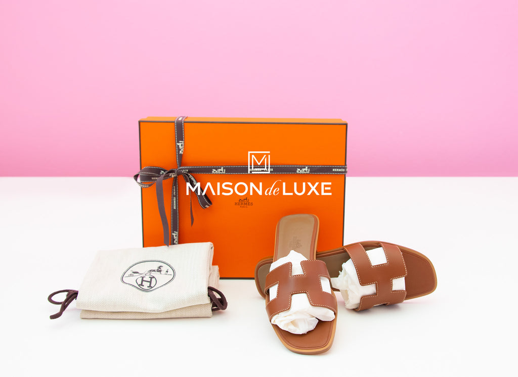 Hermes Women's Gold Oran Sandal Slipper 37 Shoes