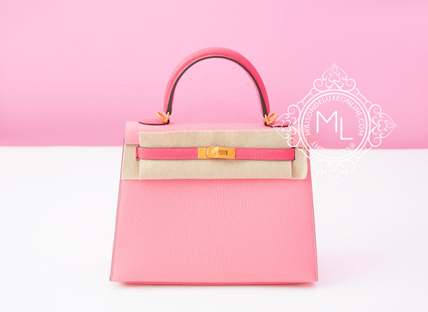 Hermès Kelly Sellier 25 Pink Rose Confetti Epsom PHW Bag