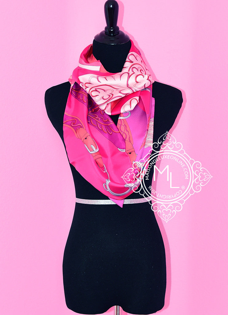 Hermes Fuchsia Pink Indien Corail Festival des Amazones Silk Maxi Twilly Shawl Scarf Wrap - New - MAISON de LUXE - 1