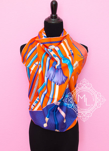 Hermes Orange Twill Silk 90 cm 36