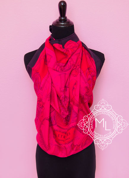 Hermes Fuchsia Dip Dye Surteint Silk 90 36 Etriers Scarf Shawl