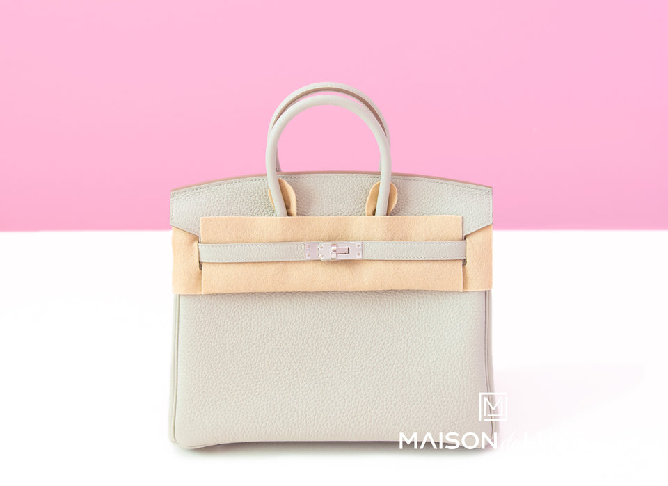 Hermes Gris Perle Togo PHW Birkin 25 Handbag