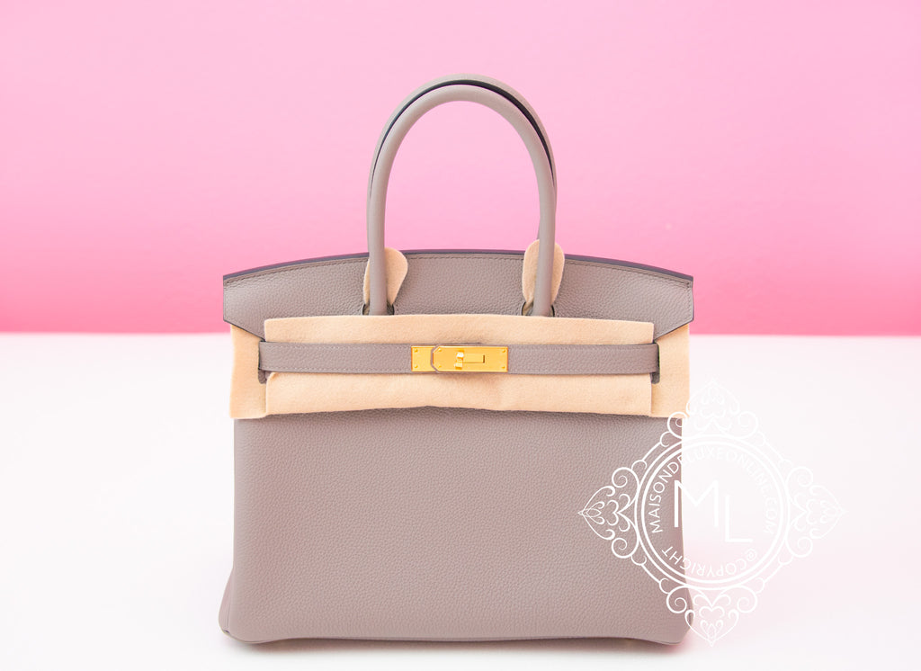 Hermes Gris Asphalte Togo GHW Birkin 30 Handbag