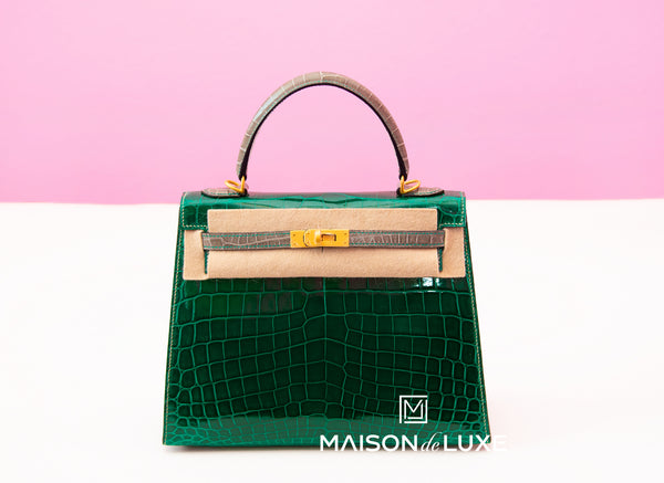 Hermes Kelly Sellier 25 Vert Rousseau Shiny Porosus Crocodile – MAISON de  LUXE