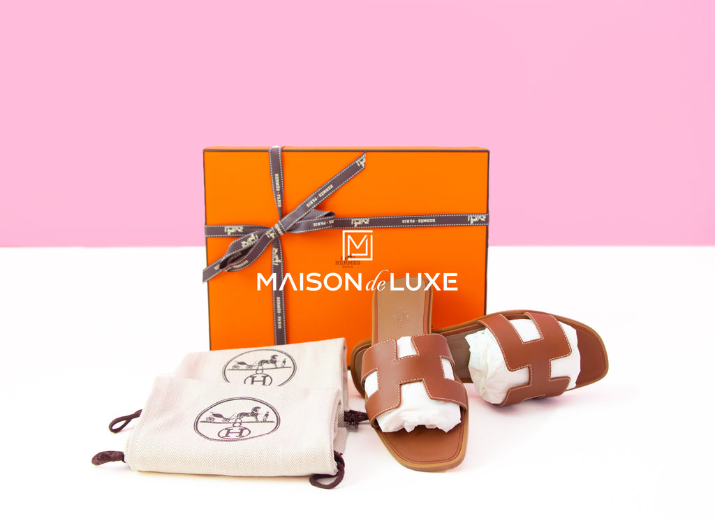 Hermes Women's Gold Oran Sandal Slipper 38 Shoes