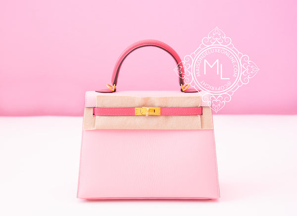 Hermes Pink Rose Sakura Lipstick HSS Sellier Kelly 25 Chèvre Handbag –  MAISON de LUXE