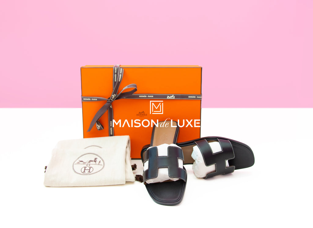 Hermes Women's Black Oran Sandal Slipper 39 Shoes