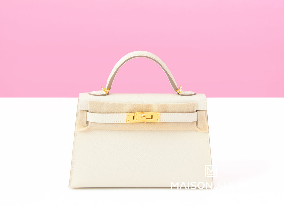 Hermes Mini Kelly II 20 Craie Epsom Gold Hardware