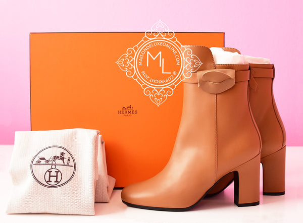 Hermes Womens Camel Joueuse Kelly Boots 37 Shoes Booties Sneaker