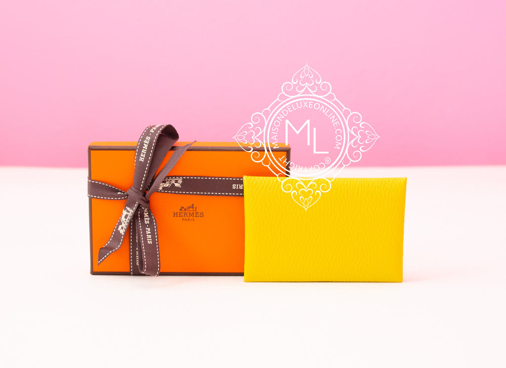 Hermes Lime Chevre Mysore Calvi Card Case Holder