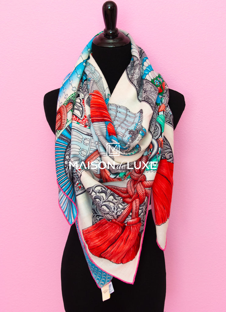 Hermes Scarf Around Large Square Silk Scarves Red Large Square