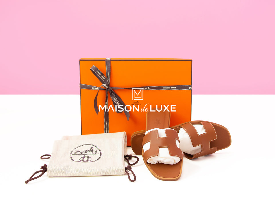 Hermes Women's Gold Oran Sandal Slipper 38 Shoes