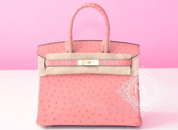 pink ostrich bag