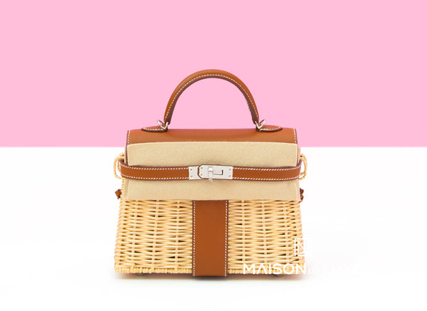 Hermes Blanc White Picnic Mini Kelly Handbag - MAISON de LUXE