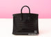 Hermes Noir Black Matte Crocodile Palladium Birkin 25 Handbag