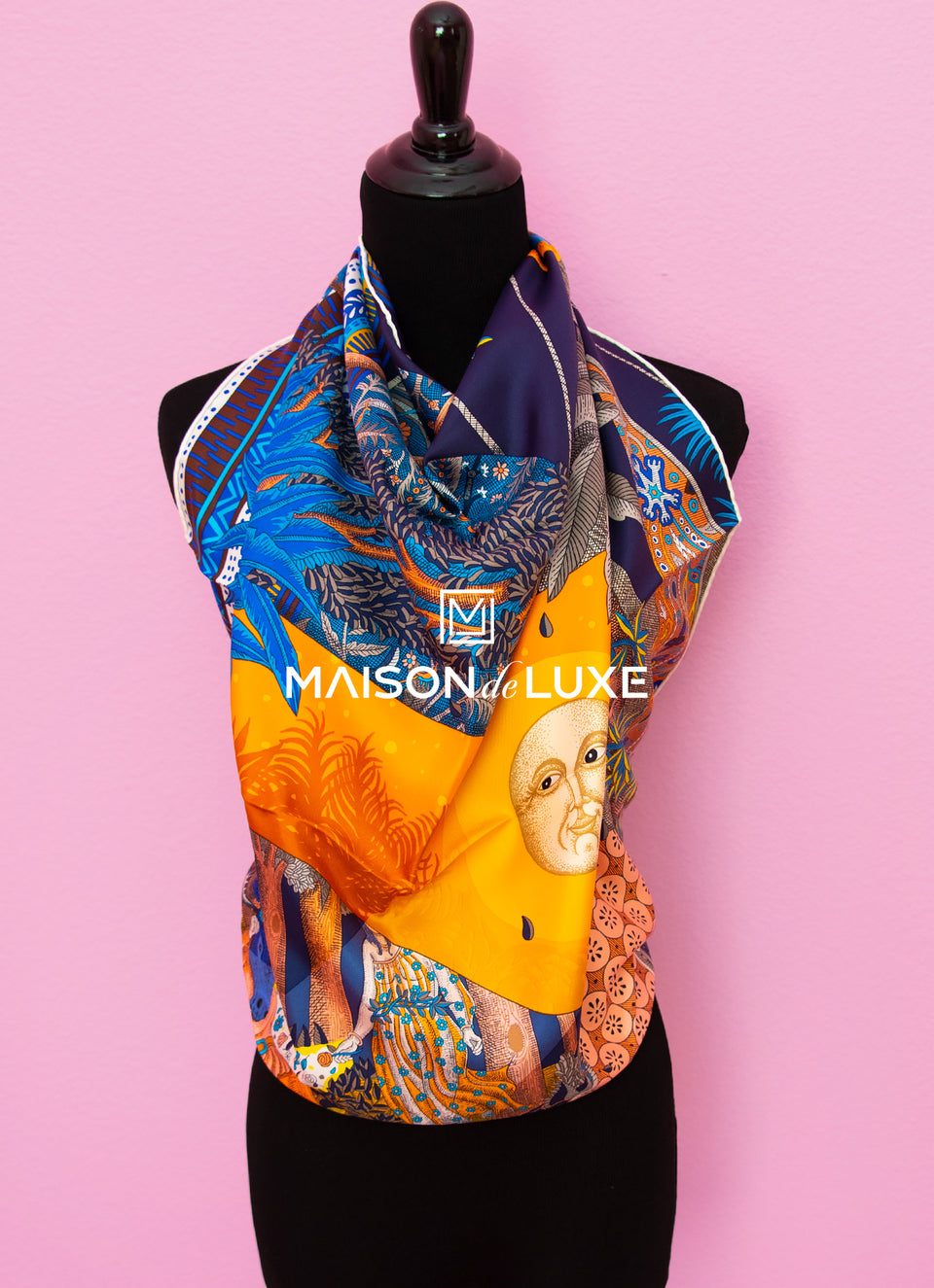 Hermes "Acte III, Scene I, La Clairiere" Marine Twill Silk 90 cm Scarf