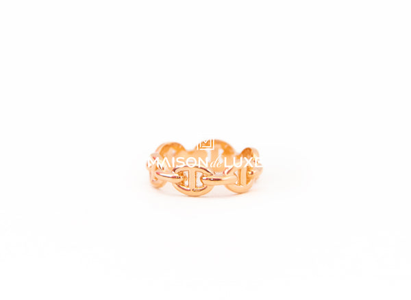 Hermes Rose Gold Chaine d'ancre Enchainee Ring 51 – MAISON