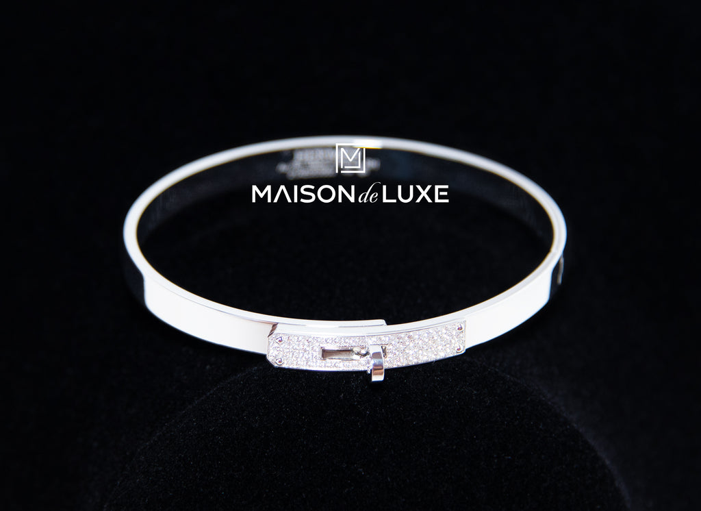 Hermes White Gold Diamond Kelly Bracelet SH