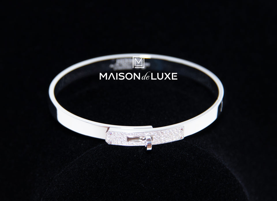 Hermes White Gold Diamond Kelly Bracelet SH