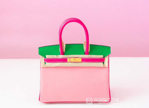 Hermès Birkin 30cm Verso In Rose Tyrien Pink Epsom Leather With