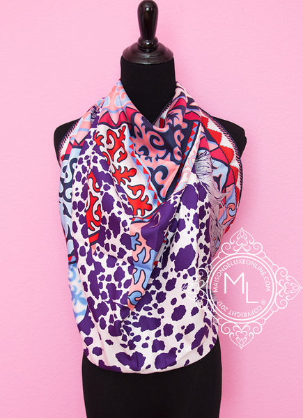 Hermes White Rose Twill Silk 90 cm Appaloosa des Steppes Hermes White Rose Twill Silk 90 cm Appaloosa des Steppes